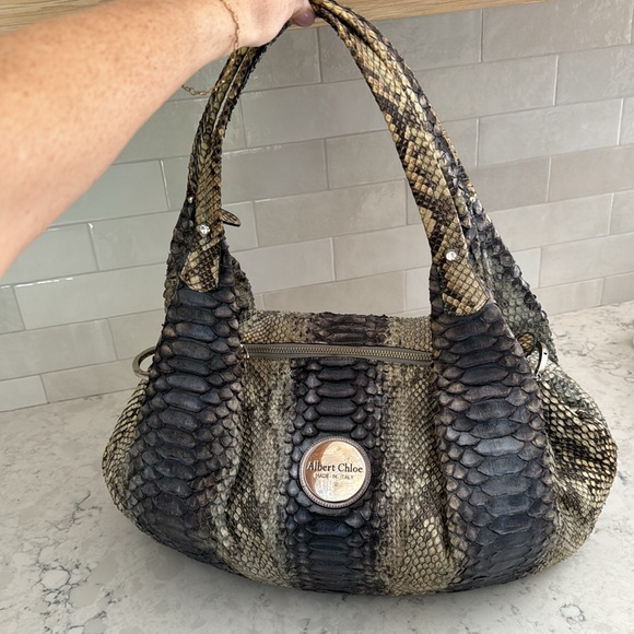 Albert Chloe authentic metallic python bag - Picture 9 of 12